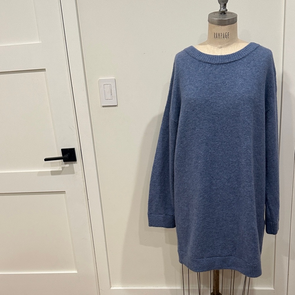 SEZANE Cozy Blue Women's baby Alpaca Sweater Dress
